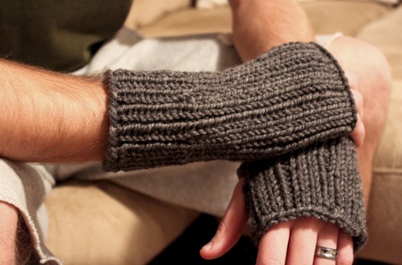 wool fingerless gloves for men